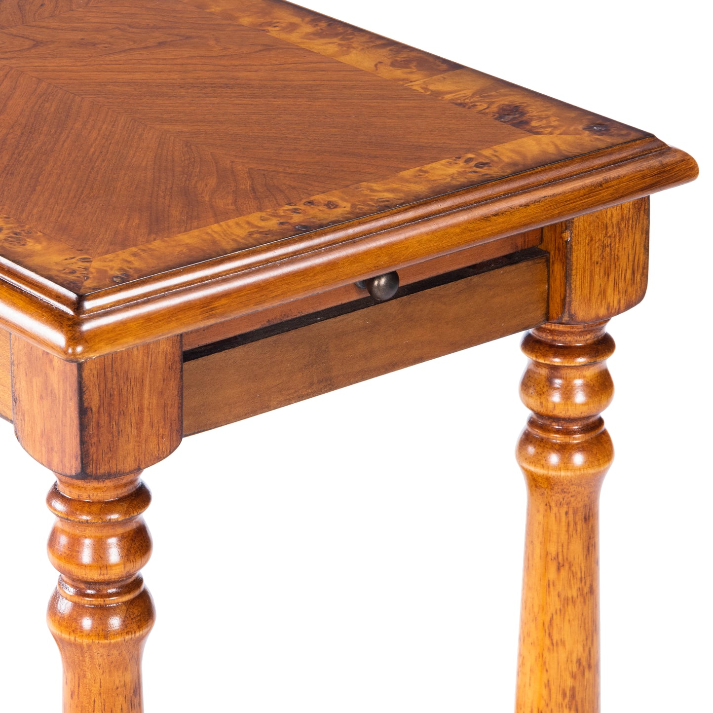 Butler Specialty Company Devane 12 in. W Rectangular Wood Side Table with Pull-Out Tray and Lower Open Shelf, Medium Brown