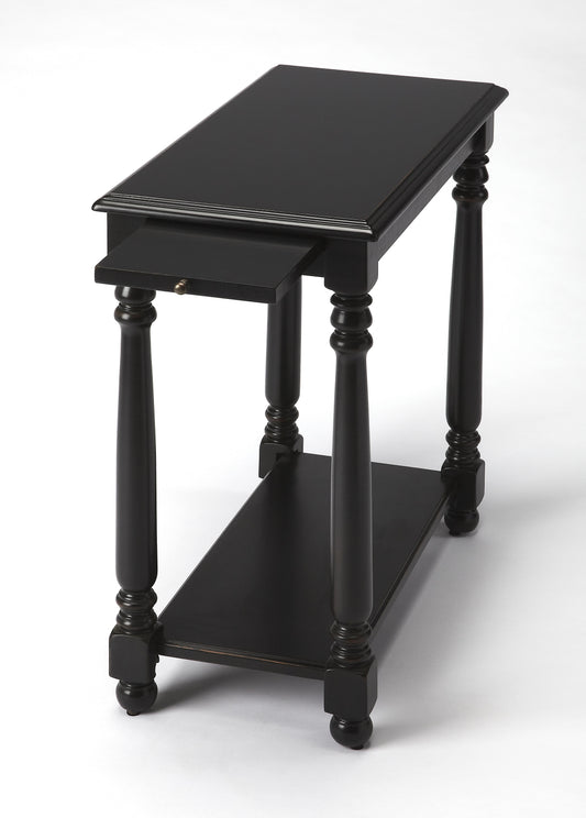 Butler Specialty Company Devane 12 in. W Rectangular Wood Side Table with Pull-Out Tray and Lower Open Shelf, Black