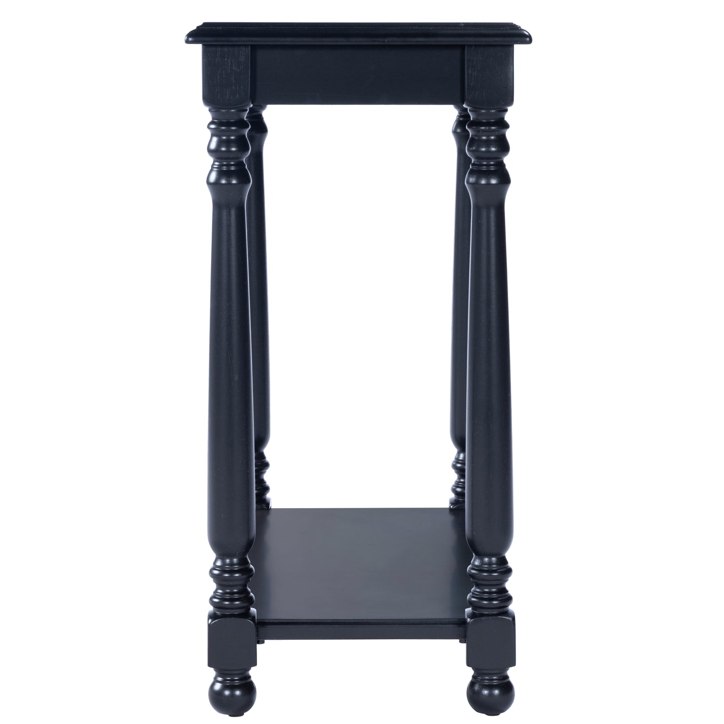 Butler Specialty Company Devane 12 in. W Rectangular Wood Side Table with Pull-Out Tray and Lower Open Shelf, Black