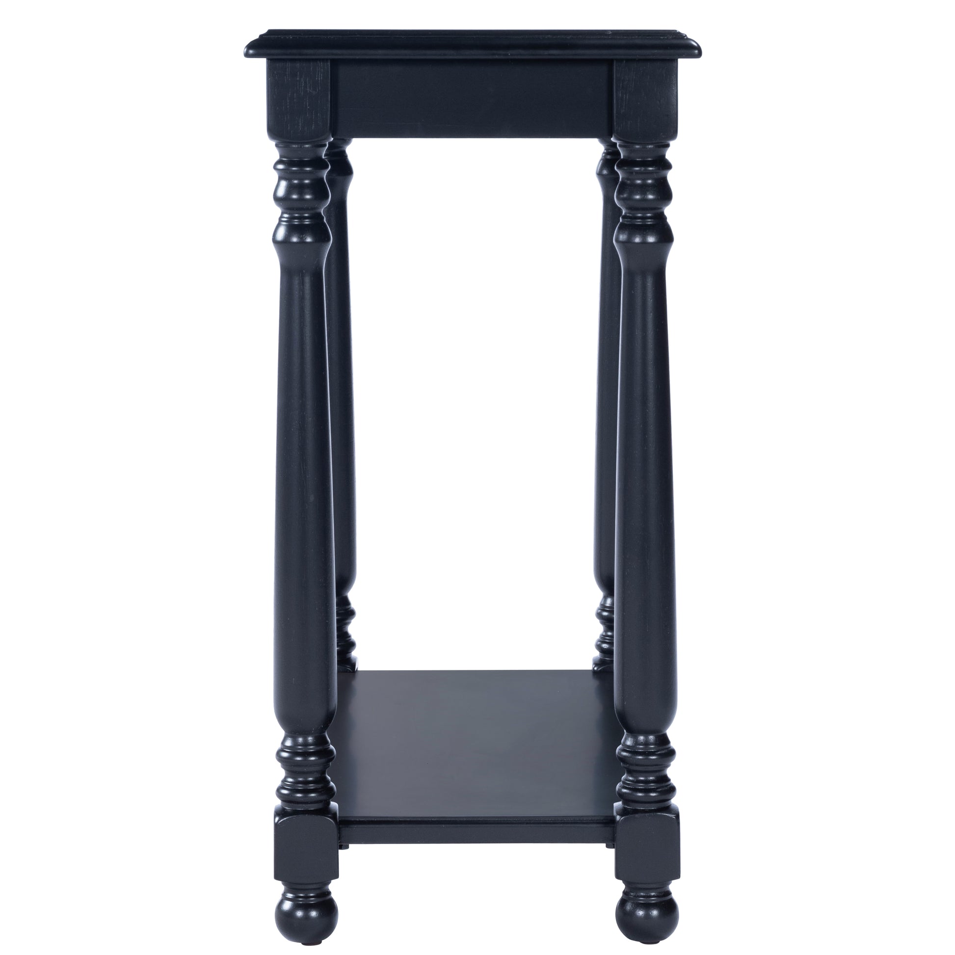 Butler Specialty Company Devane 12 in. W Rectangular Wood Side Table with Pull-Out Tray and Lower Open Shelf, Black