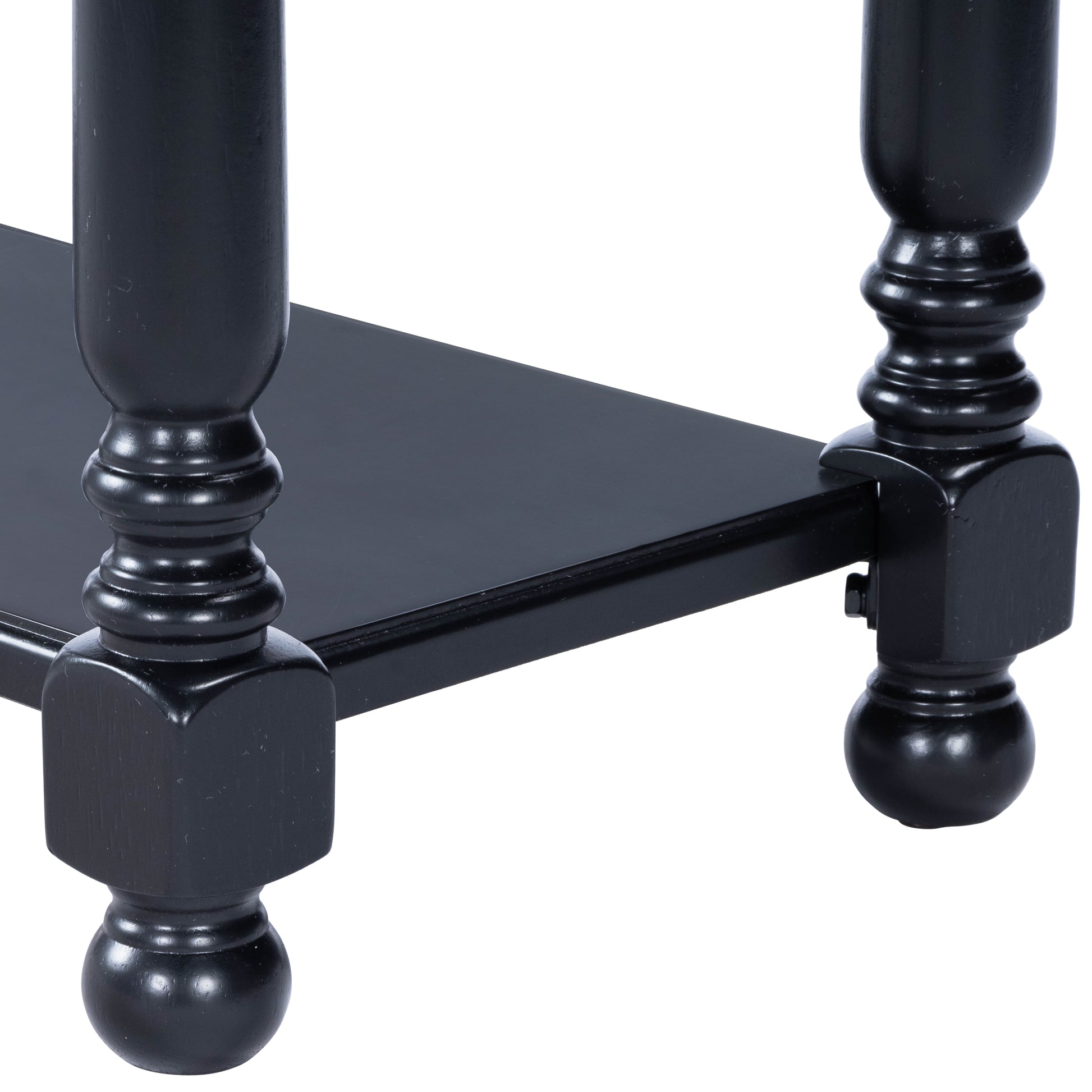 Butler Specialty Company Devane 12 in. W Rectangular Wood Side Table with Pull-Out Tray and Lower Open Shelf, Black