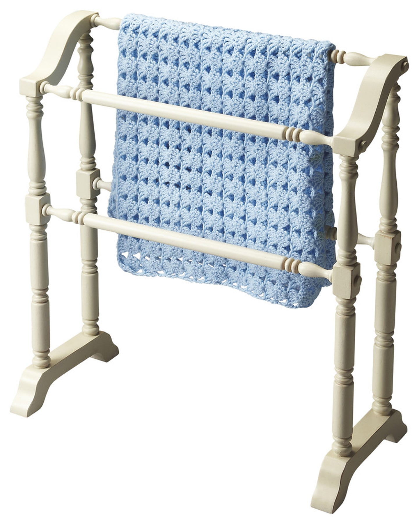 Butler Specialty Company Lillian 28 in. W Rectangular Wood 2 Rail Traditional Blanket Stand, White