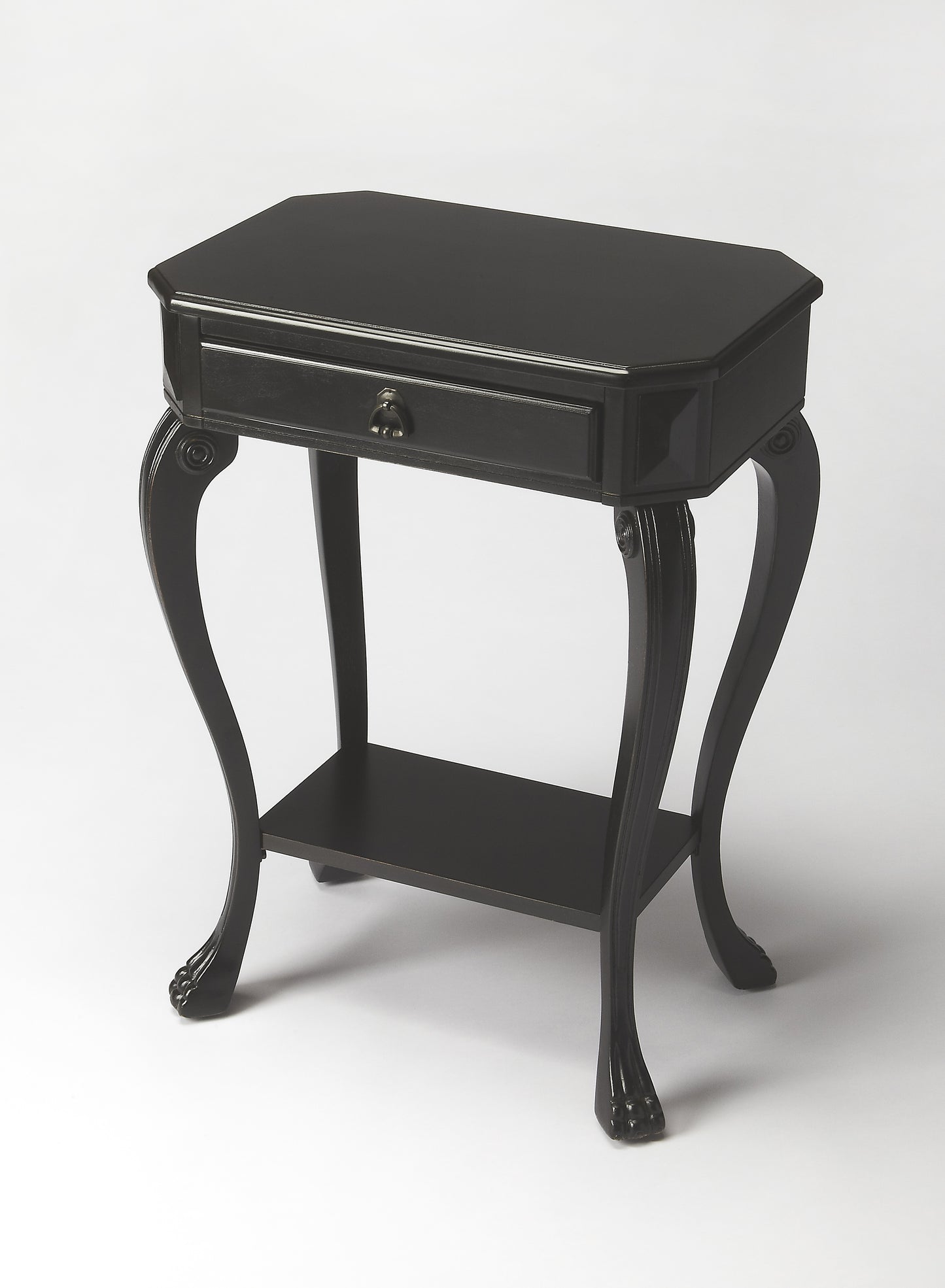 Butler Specialty Company Channing 22 in. W Rectangular Wood 1 Drawer Console Table with Lower Open Shelf, Black