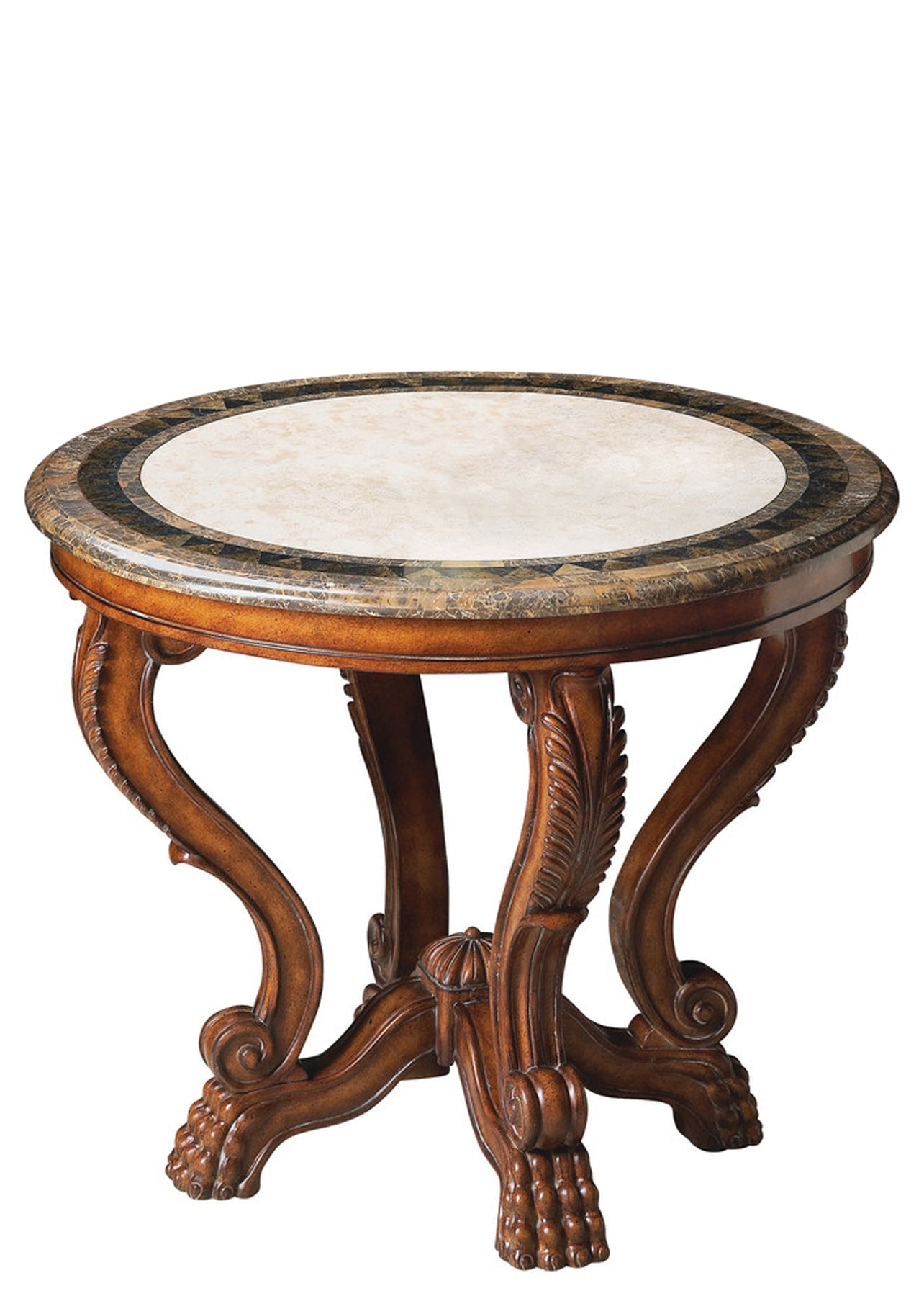 Butler Specialty Company Mable 36 in. W Round Fossil Stone and Wood Foyer Table, Multi-Color