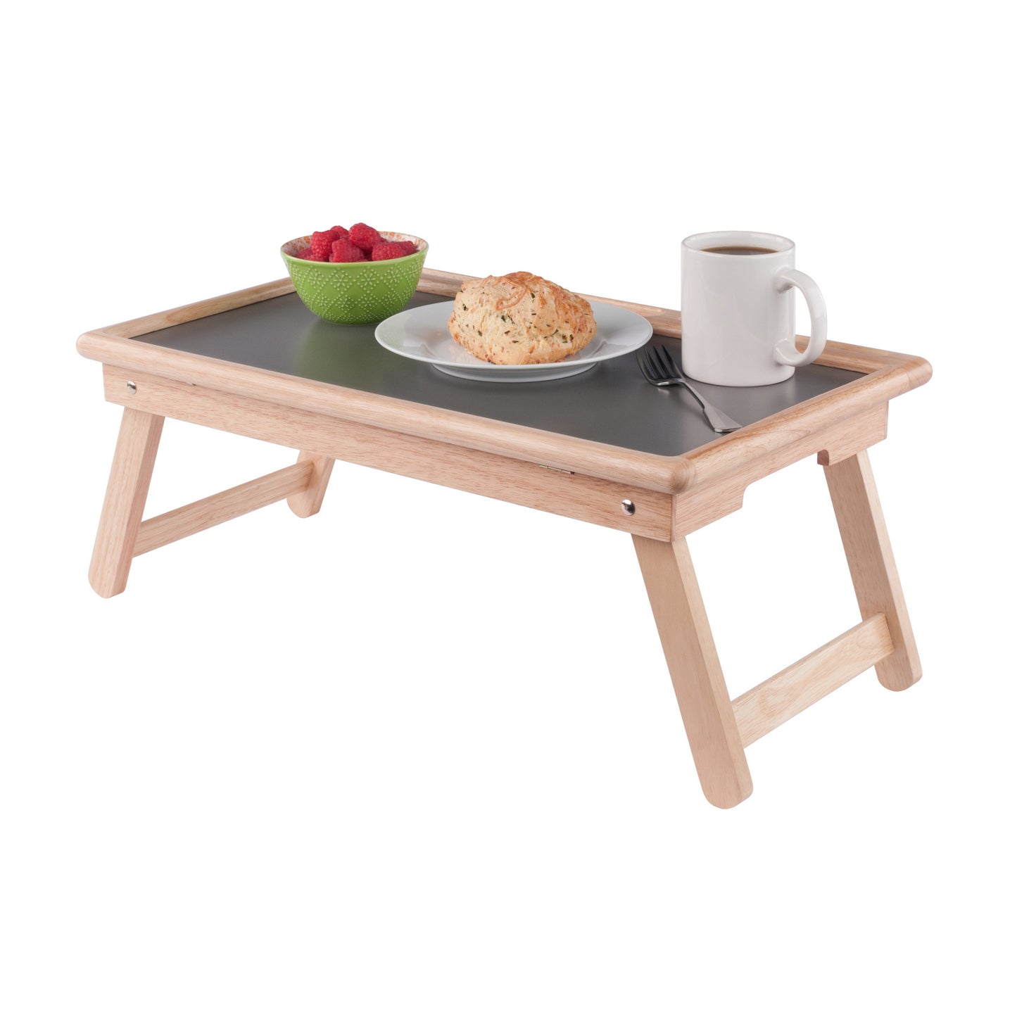 Arlo Breakfast Tray with Flip Top, Gray and Natural