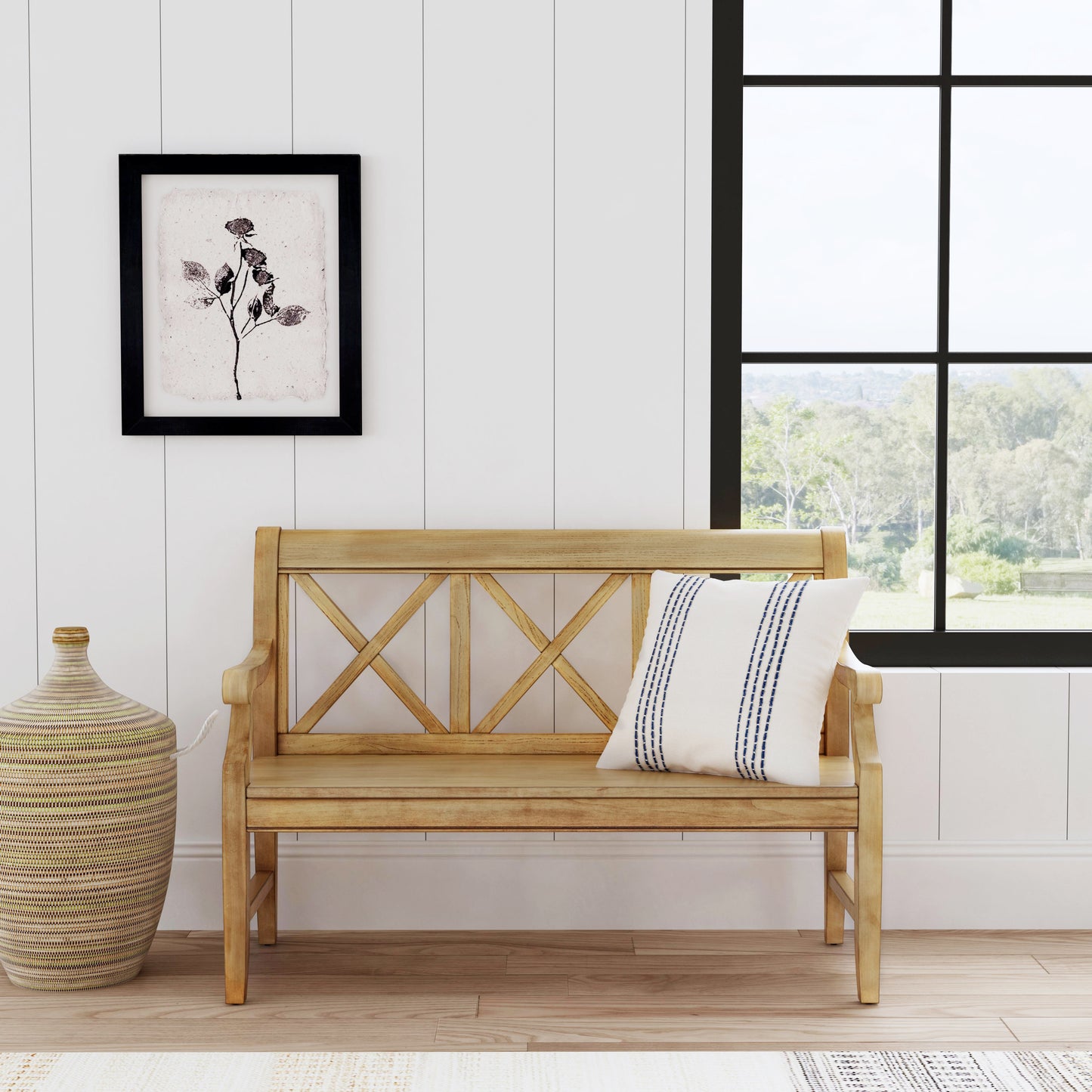 Gerrit Wooden 44"W Bench in Beige 5048424