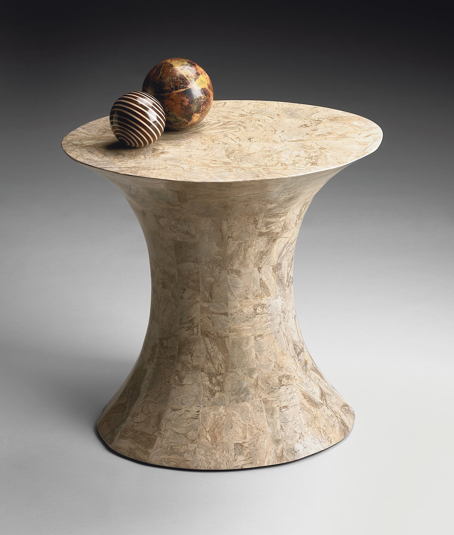 Butler Specialty Company Jaxon 22.5 in. W Abstract Fossil Stone Contemporary Side Table, Beige