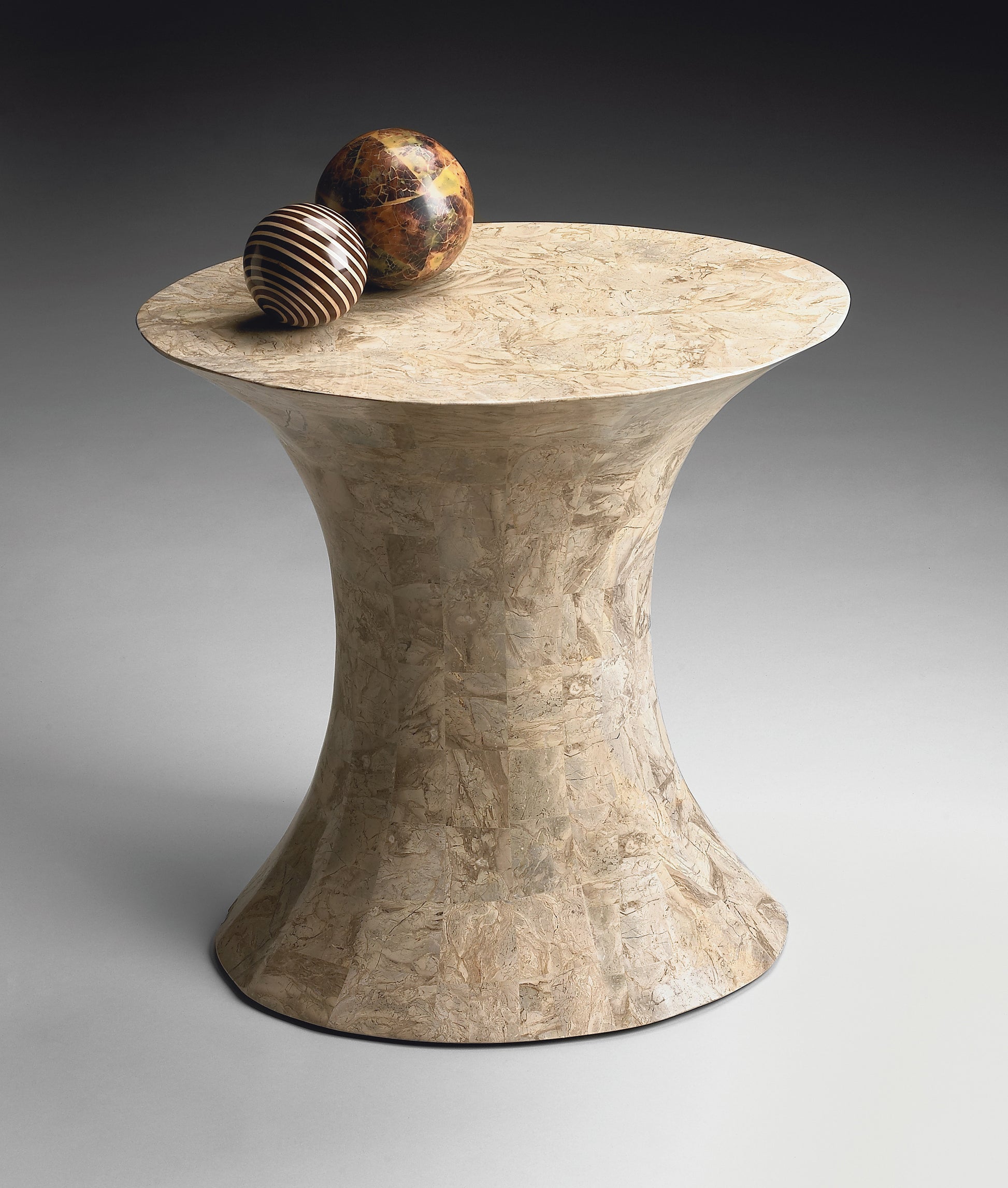 Butler Specialty Company Jaxon 22.5 in. W Abstract Fossil Stone Contemporary Side Table, Beige