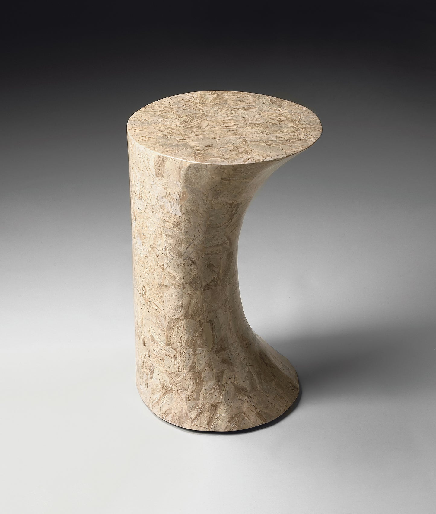 Butler Specialty Company Jaxon 22.5 in. W Abstract Fossil Stone Contemporary Side Table, Beige