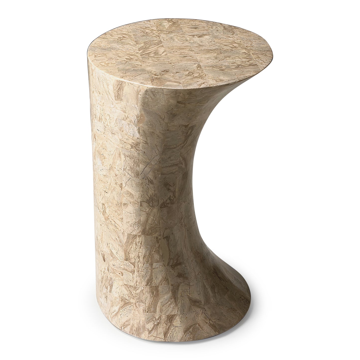 Butler Specialty Company Jaxon 22.5 in. W Abstract Fossil Stone Contemporary Side Table, Beige