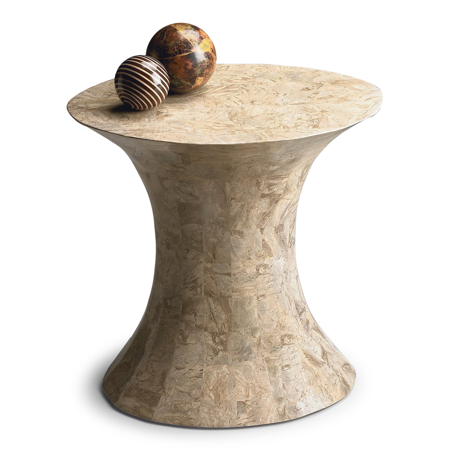 Butler Specialty Company Jaxon 22.5 in. W Abstract Fossil Stone Contemporary Side Table, Beige