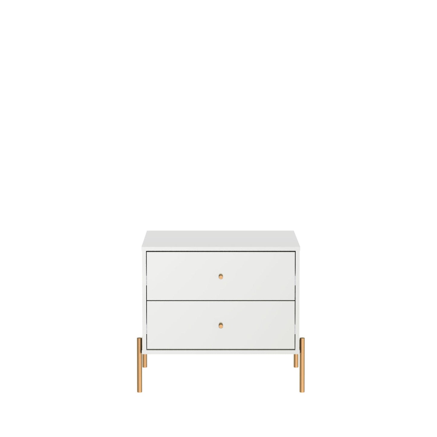Manhattan Comfort Jasper Nightstand with Steel Gold Legs in White Gloss 51351