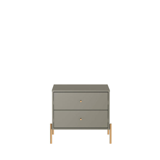 Manhattan Comfort Jasper Nightstand with Steel Gold Legs in Grey Gloss 51352