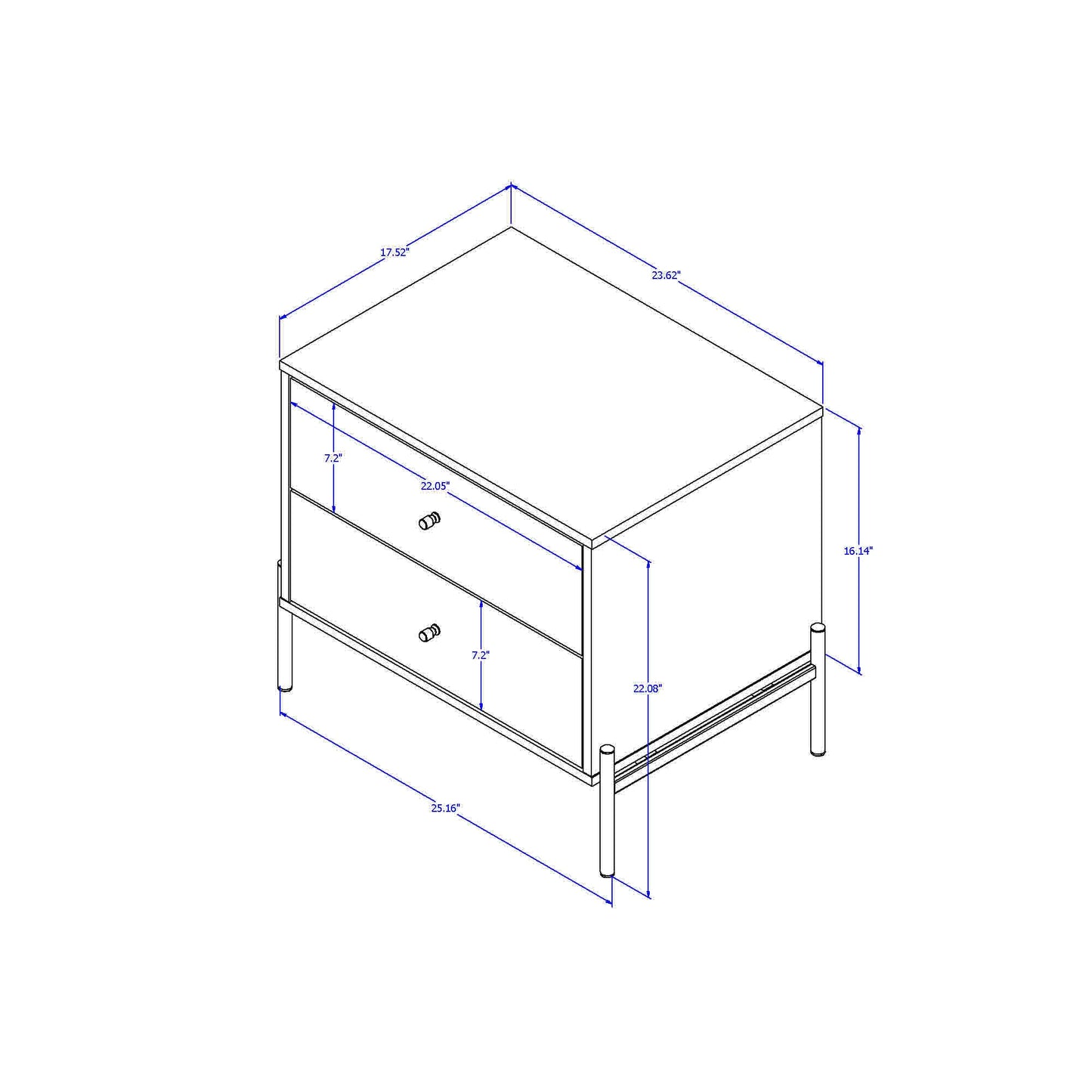 Jasper Modern 25" Nightstand in Sage Gray (2-Drawer) 51352