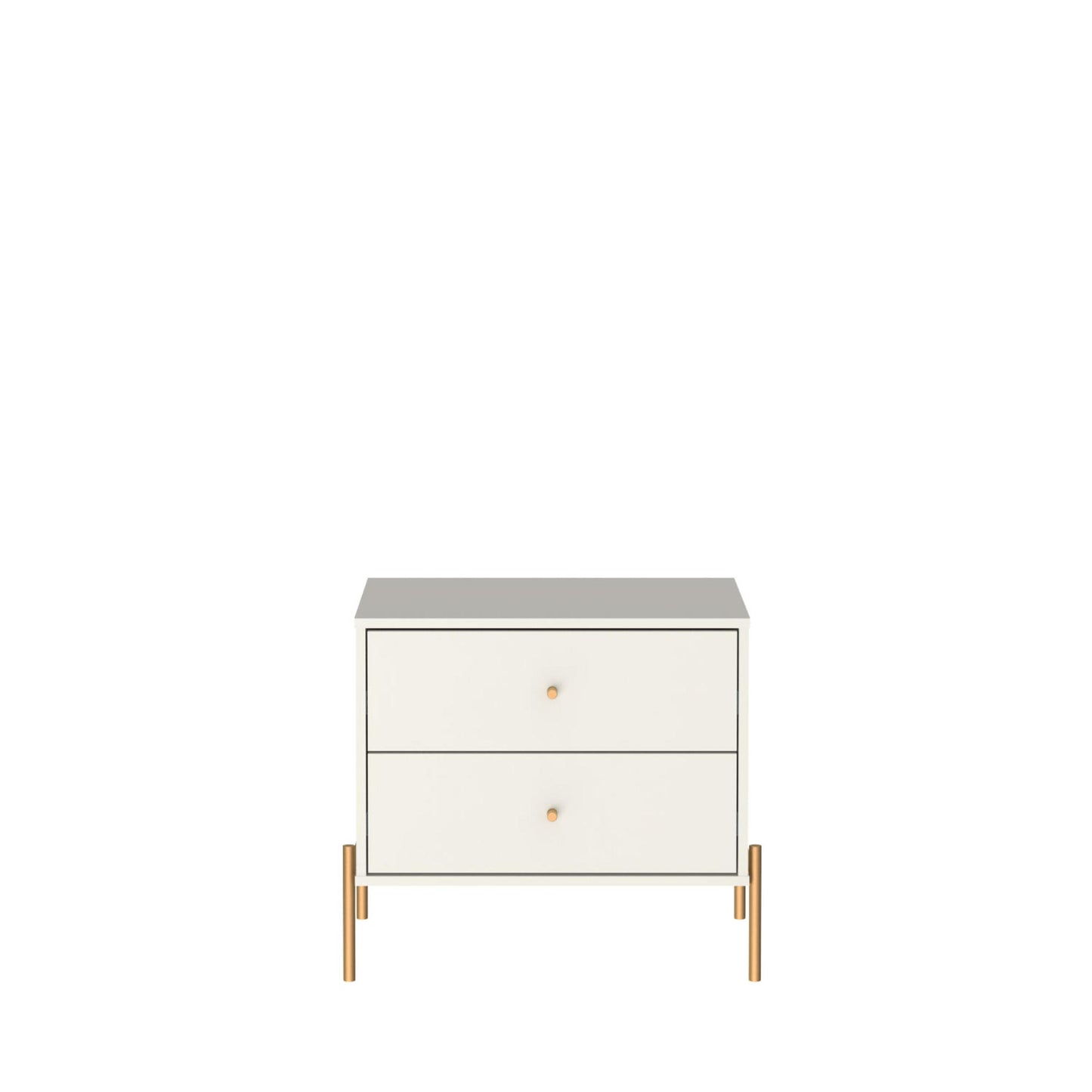 Manhattan Comfort Jasper Nightstand with Steel Gold Legs in Off White Matte 51353