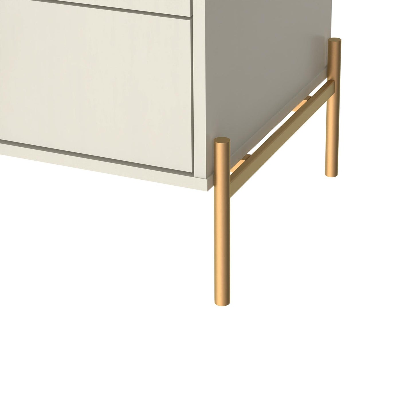 Manhattan Comfort Jasper Nightstand with Steel Gold Legs in Off White Matte 51353