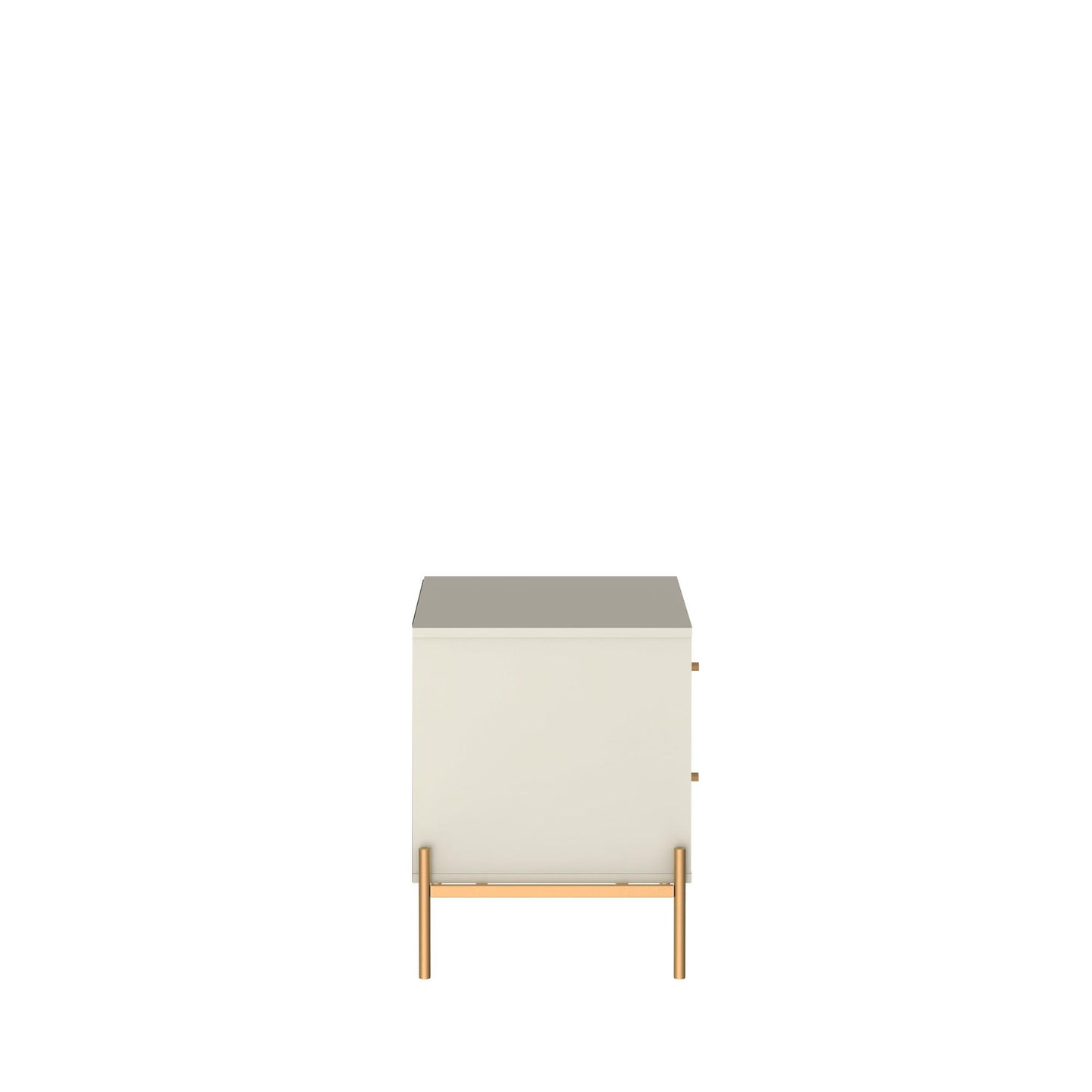 Manhattan Comfort Jasper Nightstand with Steel Gold Legs in Off White Matte 51353