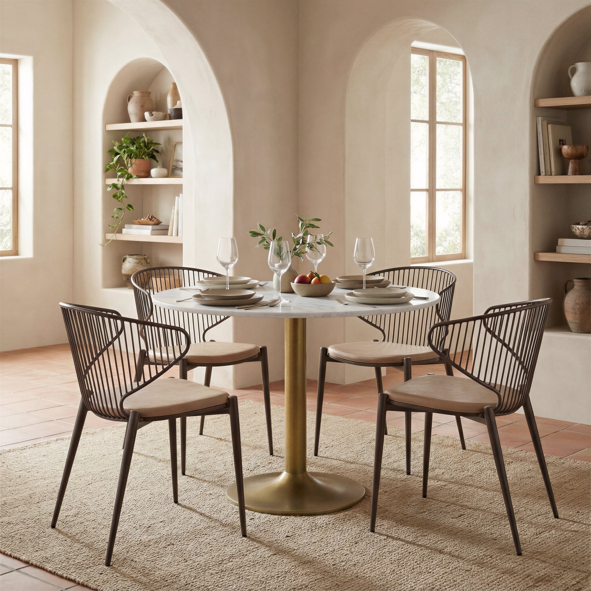 Silues Dining Chair (Set of 2) Taupe & Brown - 9