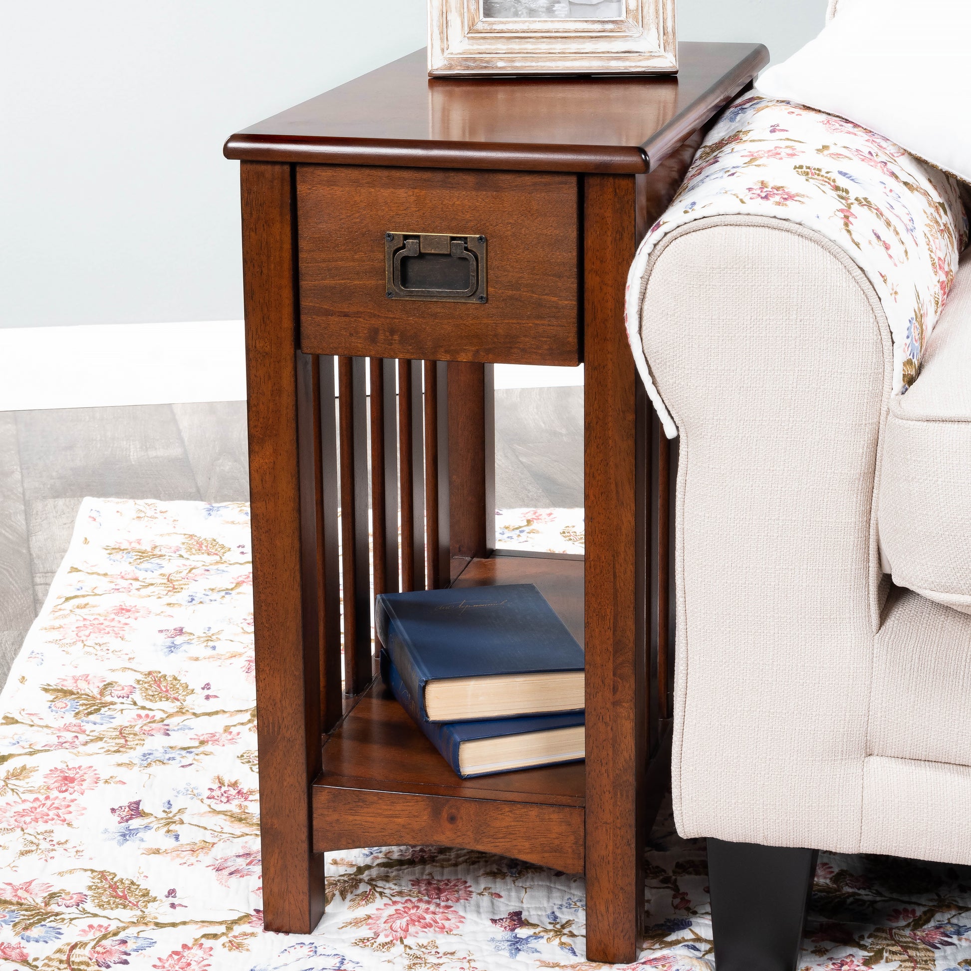 Butler Specialty Company Larina 16 in. W Rectangular Wood Shaker 1 Drawer Side Table with Lower Open Shelf, Dark Brown
