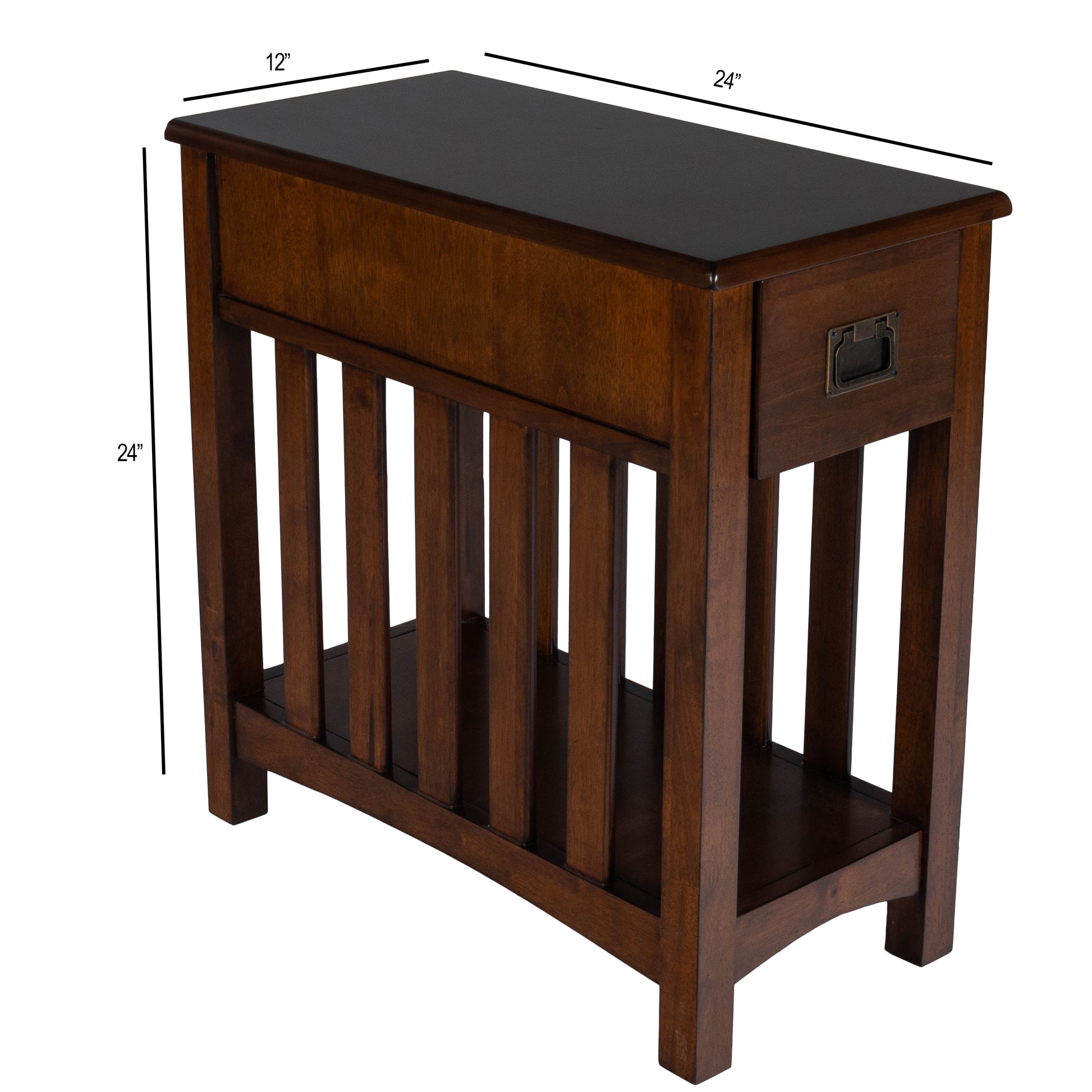 Butler Specialty Company Larina 16 in. W Rectangular Wood Shaker 1 Drawer Side Table with Lower Open Shelf, Dark Brown