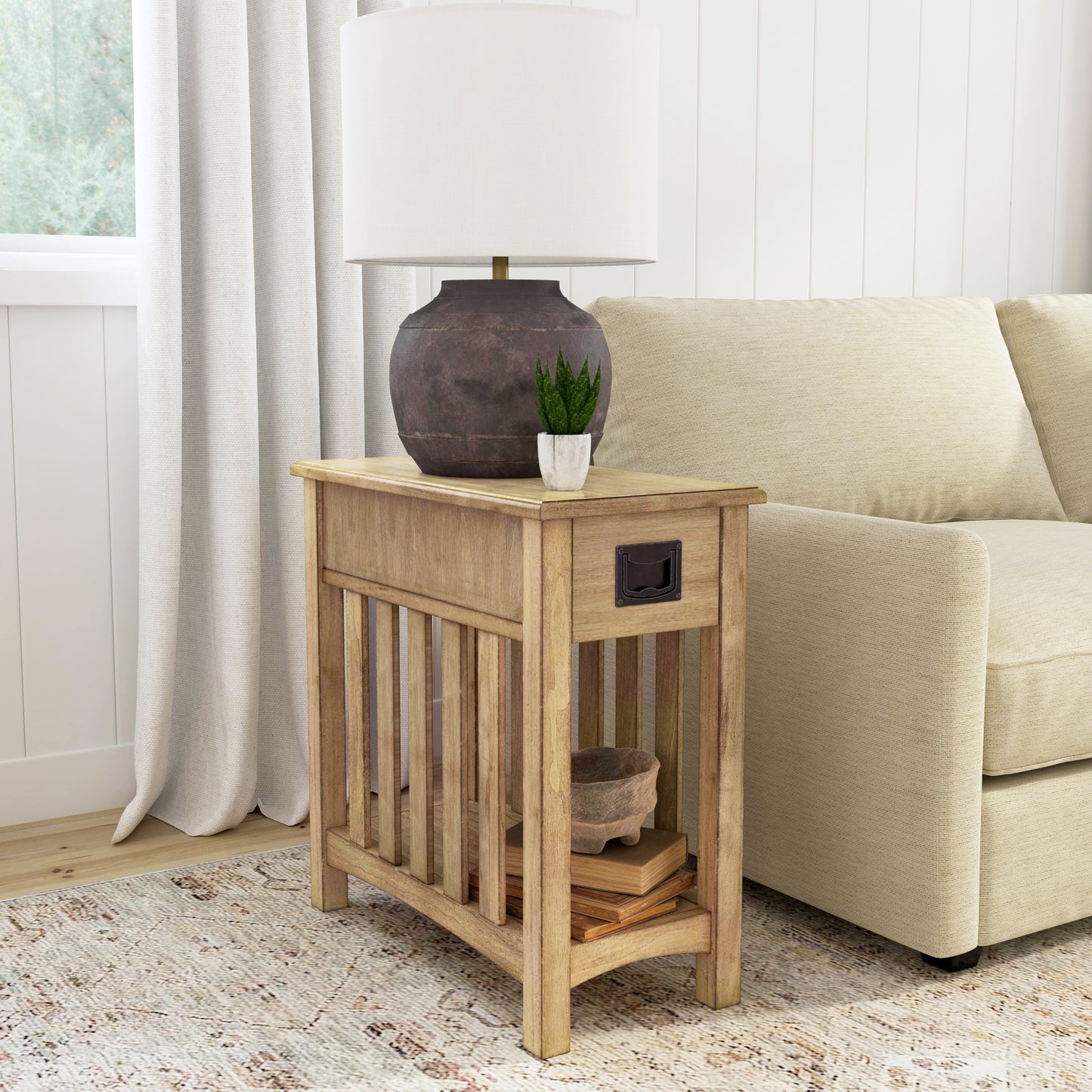 Butler Specialty Company Larina 16 in. W Rectangular Wood Shaker 1 Drawer Side Table with Lower Open Shelf, Dark Brown