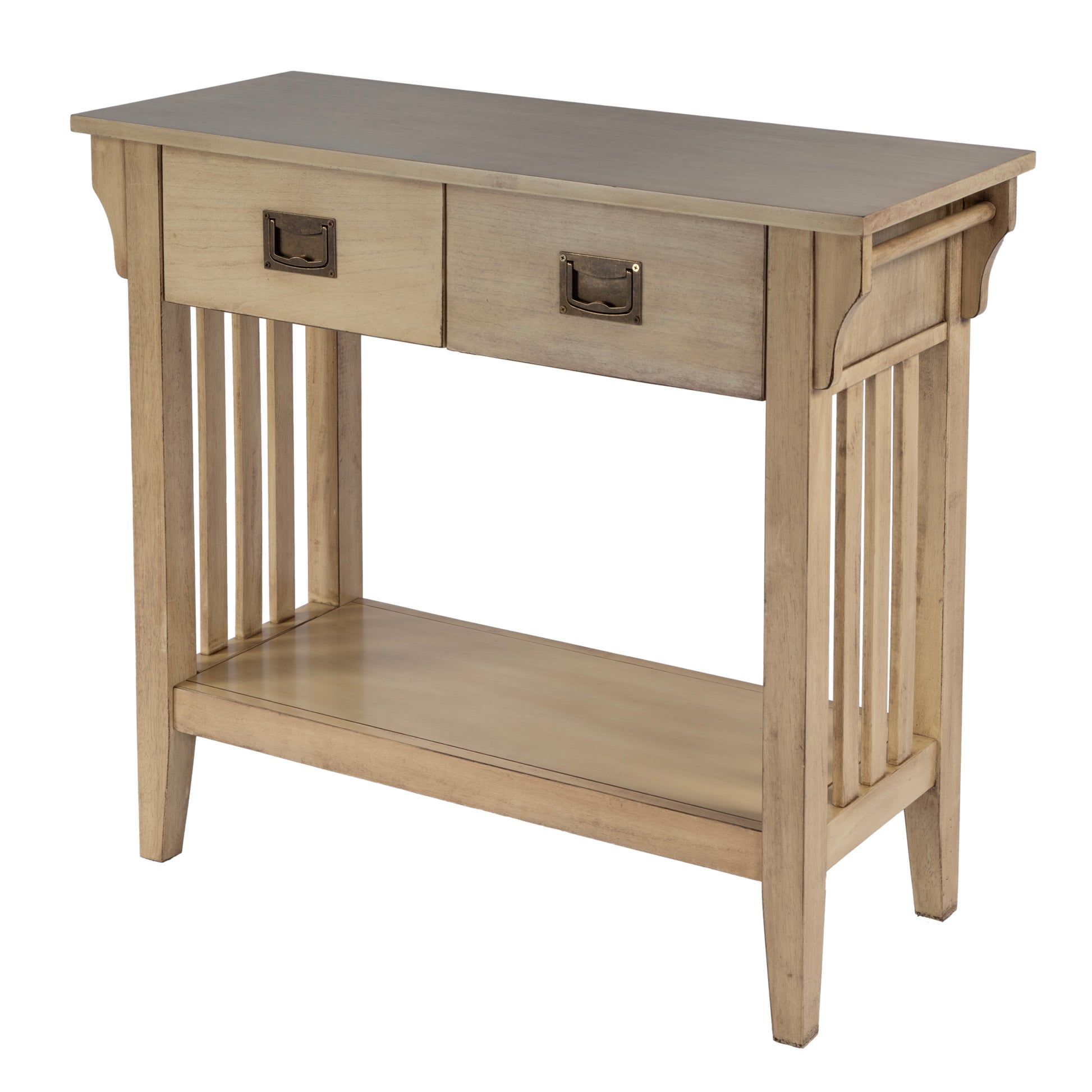 Butler Specialty Company Larina 36 in. W Rectangular Wood 2 Drawer Console Table with Lower Open Shelf, Beige