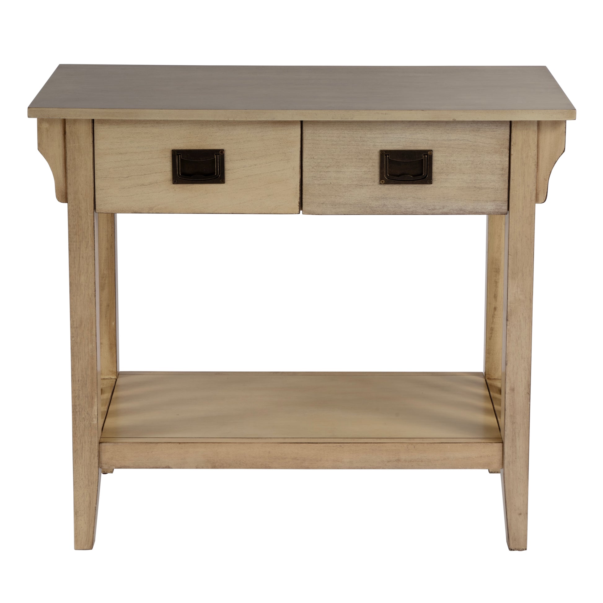 Butler Specialty Company Larina 36 in. W Rectangular Wood 2 Drawer Console Table with Lower Open Shelf, Beige