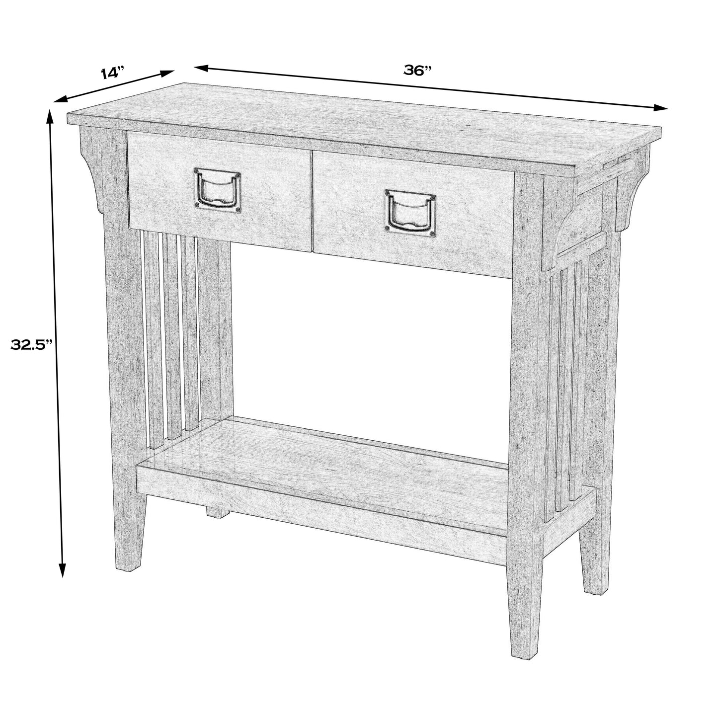 Butler Specialty Company Larina 36 in. W Rectangular Wood 2 Drawer Console Table with Lower Open Shelf, Beige