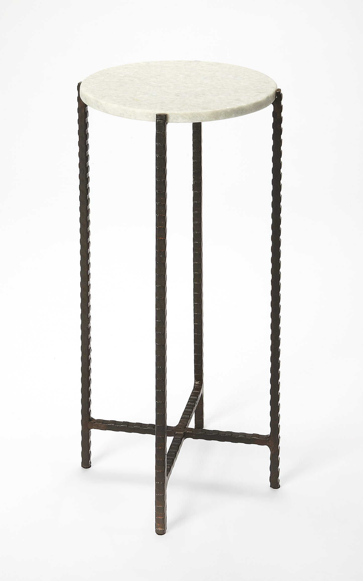 Nigella Marble and Cross Legs Side Table in Multi-Color 5245389