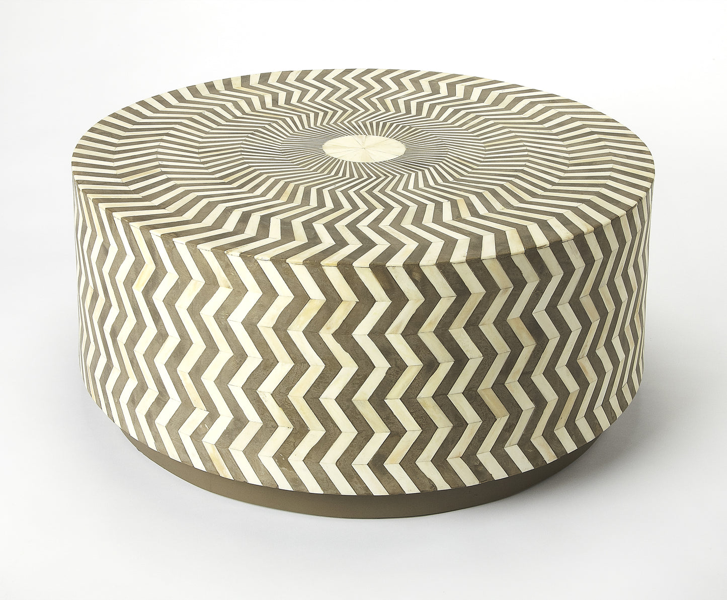 Chevron Bone Inlay Coffee Table in Taupe  5247321