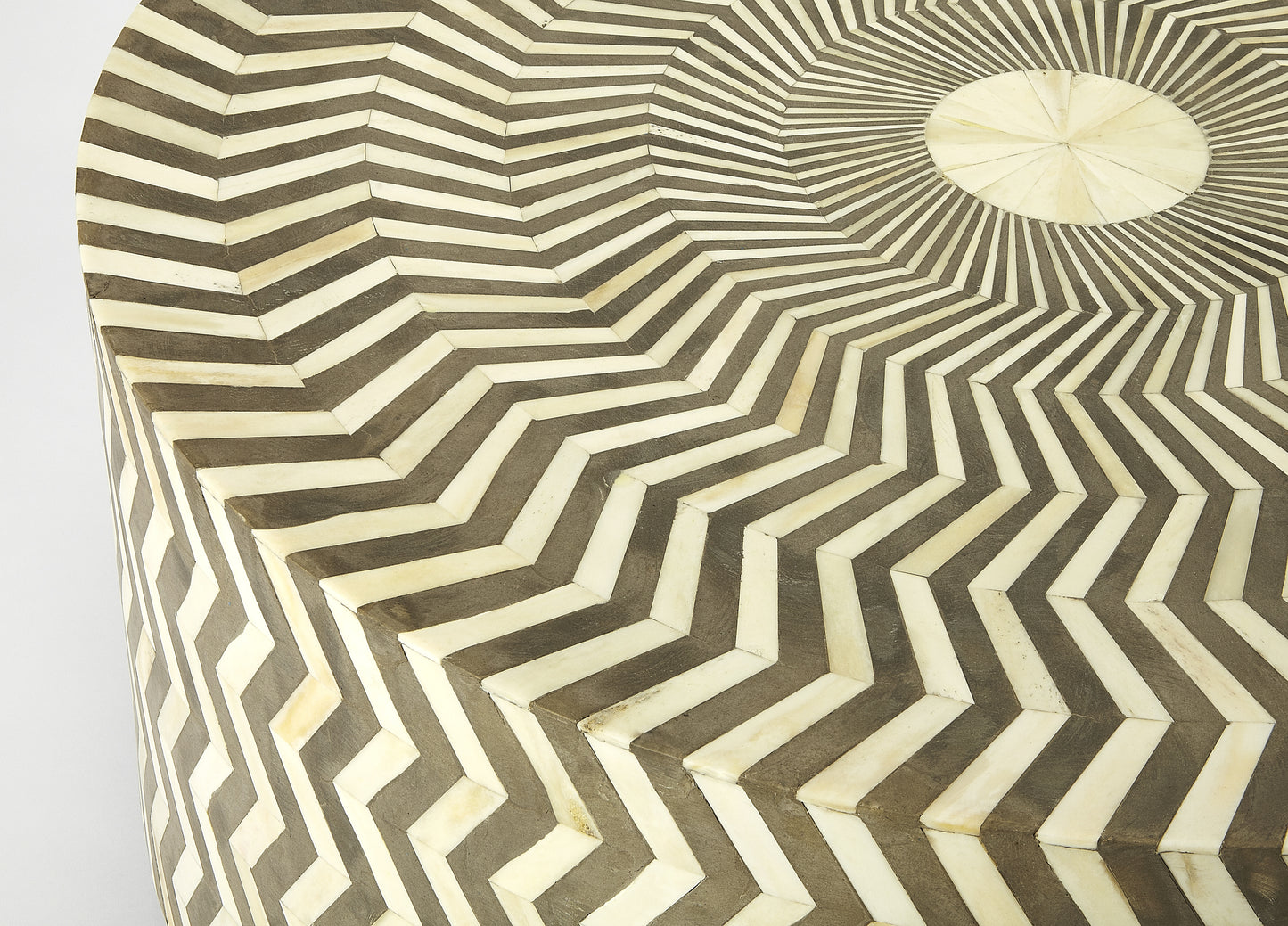 Chevron Bone Inlay Coffee Table in Taupe  5247321