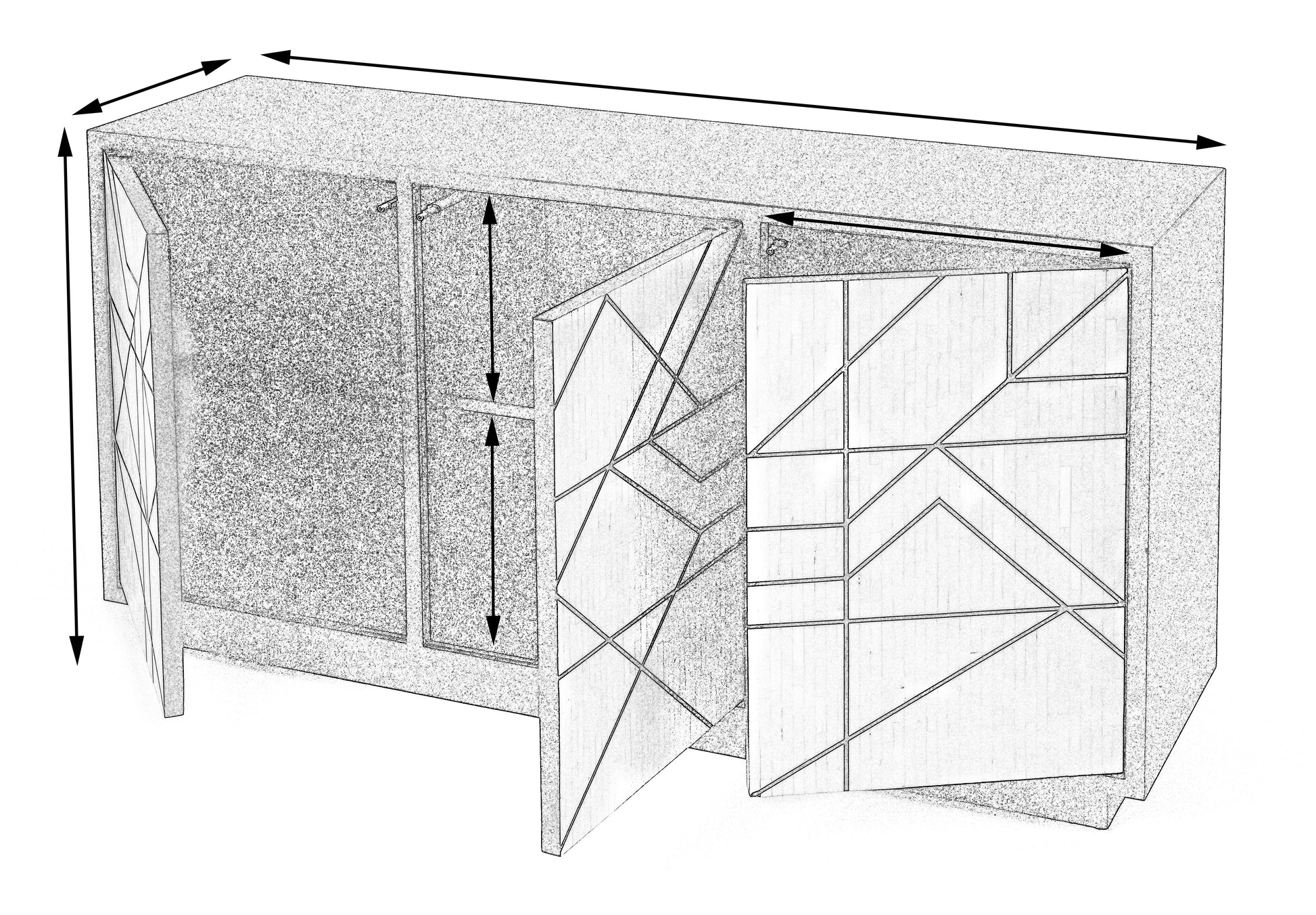 Butler Specialty Company Greta 59 in. W Rectangular Wood and Bone Inlay 3 Door Sideboard-Server, Assorted
