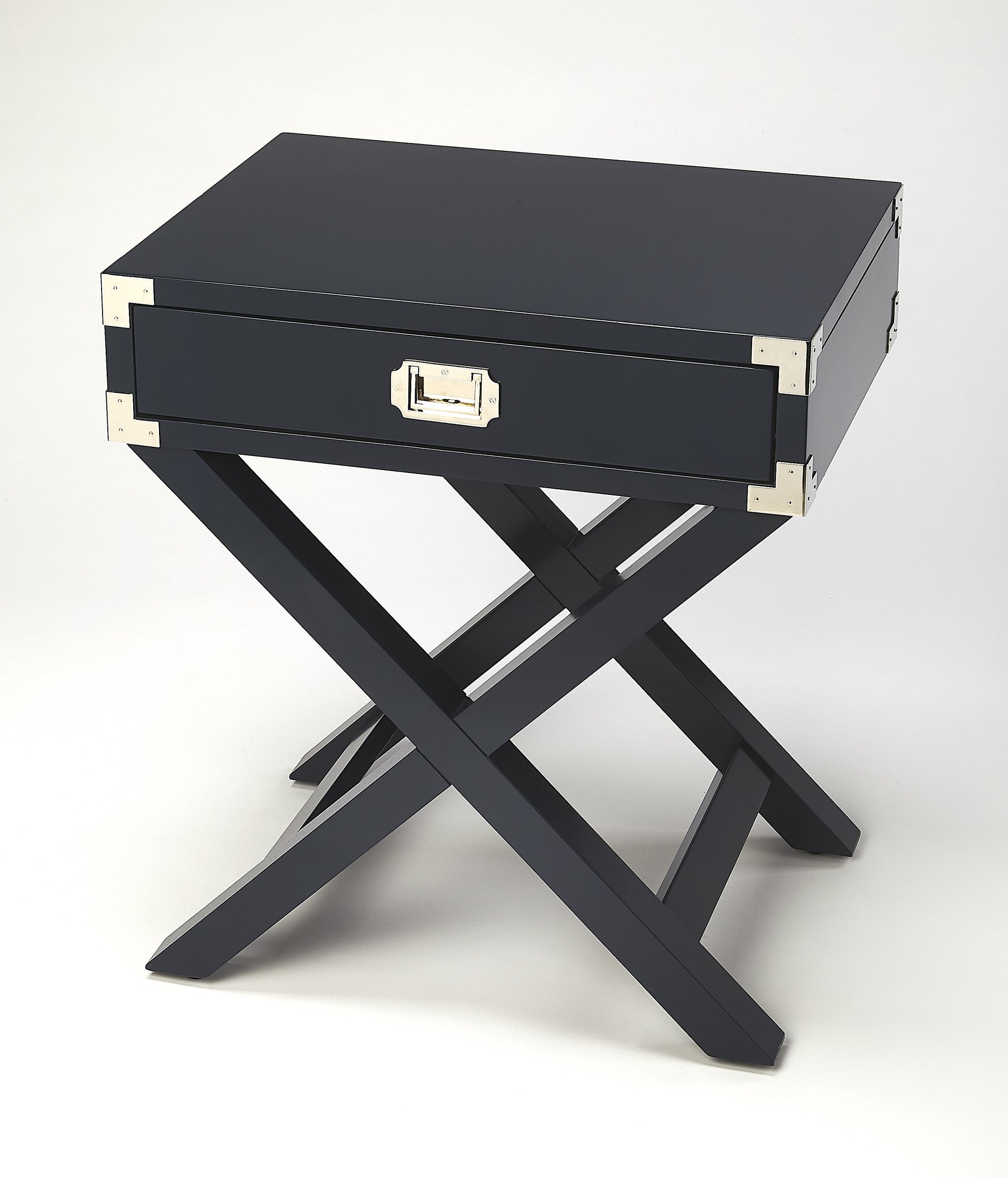 Butler Specialty Company Anew 24.25 in. W Rectangular Wood Campaign 1 Drawer Side Table, Blue