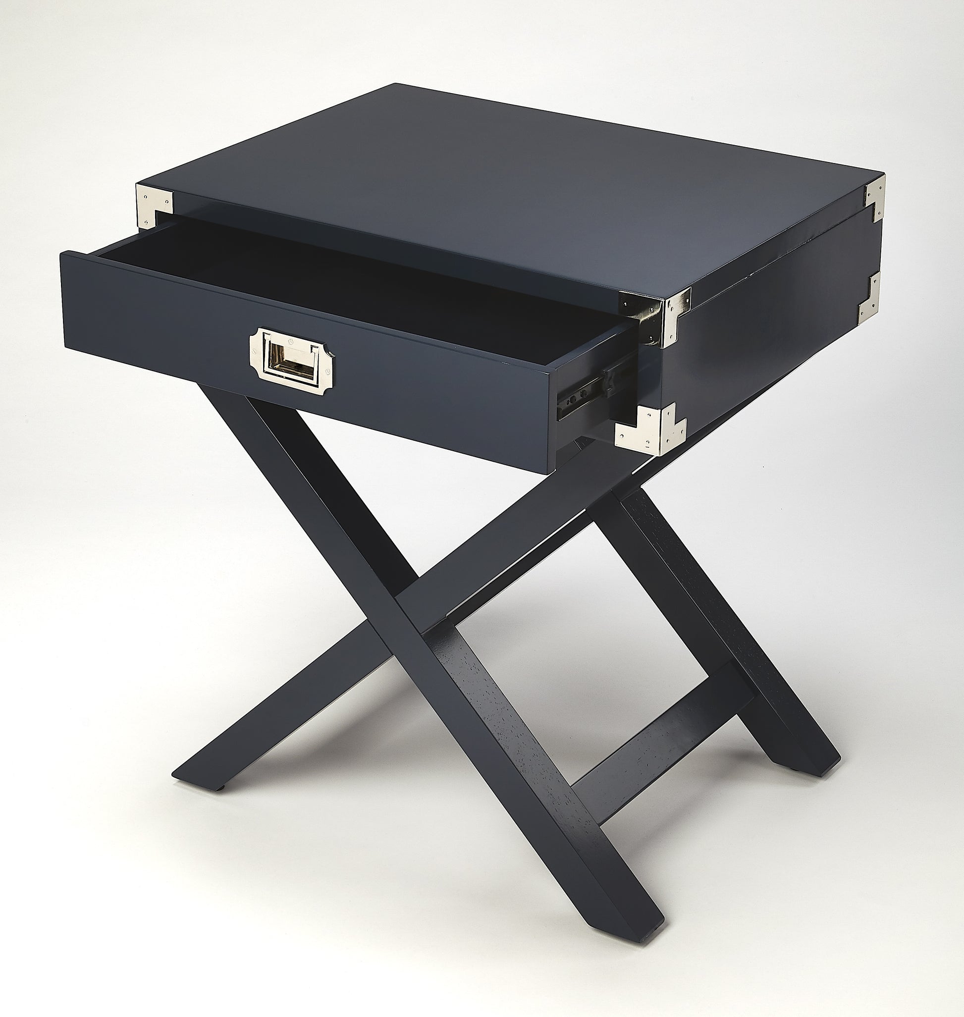 Butler Specialty Company Anew 24.25 in. W Rectangular Wood Campaign 1 Drawer Side Table, Blue