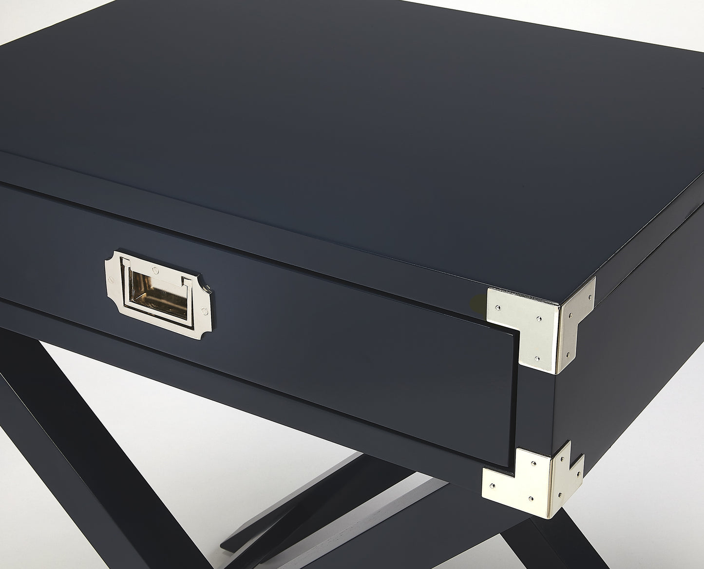 Butler Specialty Company Anew 24.25 in. W Rectangular Wood Campaign 1 Drawer Side Table, Blue