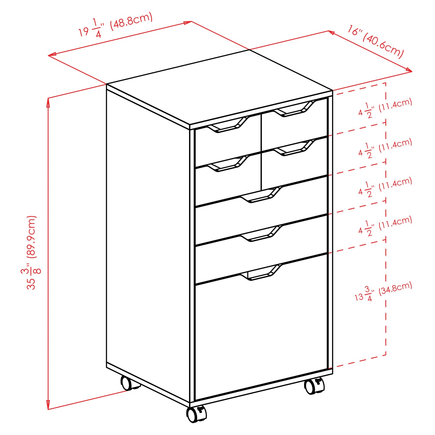 Halifax Bins & Drawers Multi-Storage Tall Mobile Cabinet, Black