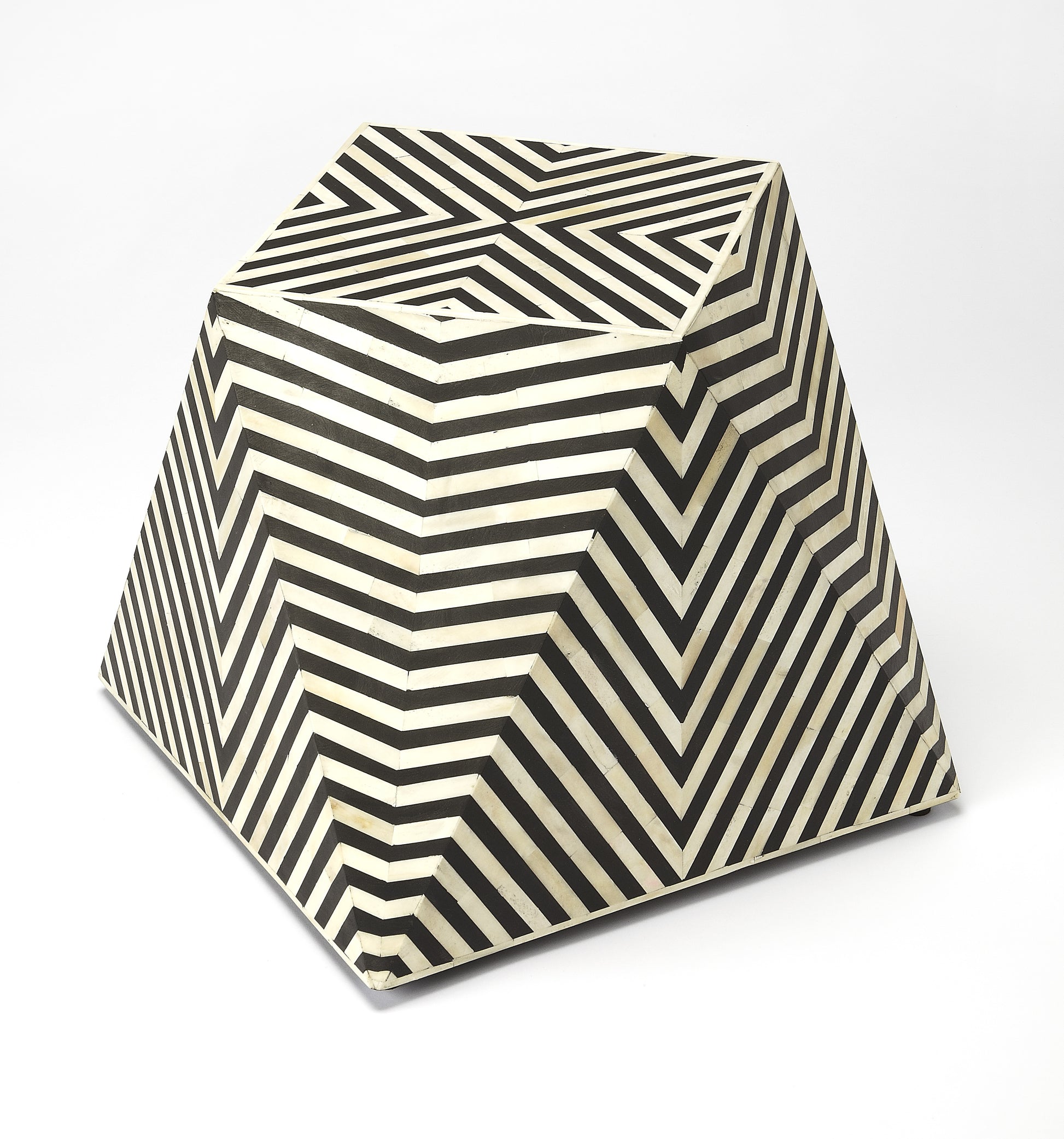 Butler Specialty Company Zanzibar 18 in. W Abstract Bone Inlay Contemporary Side Table, Black and White