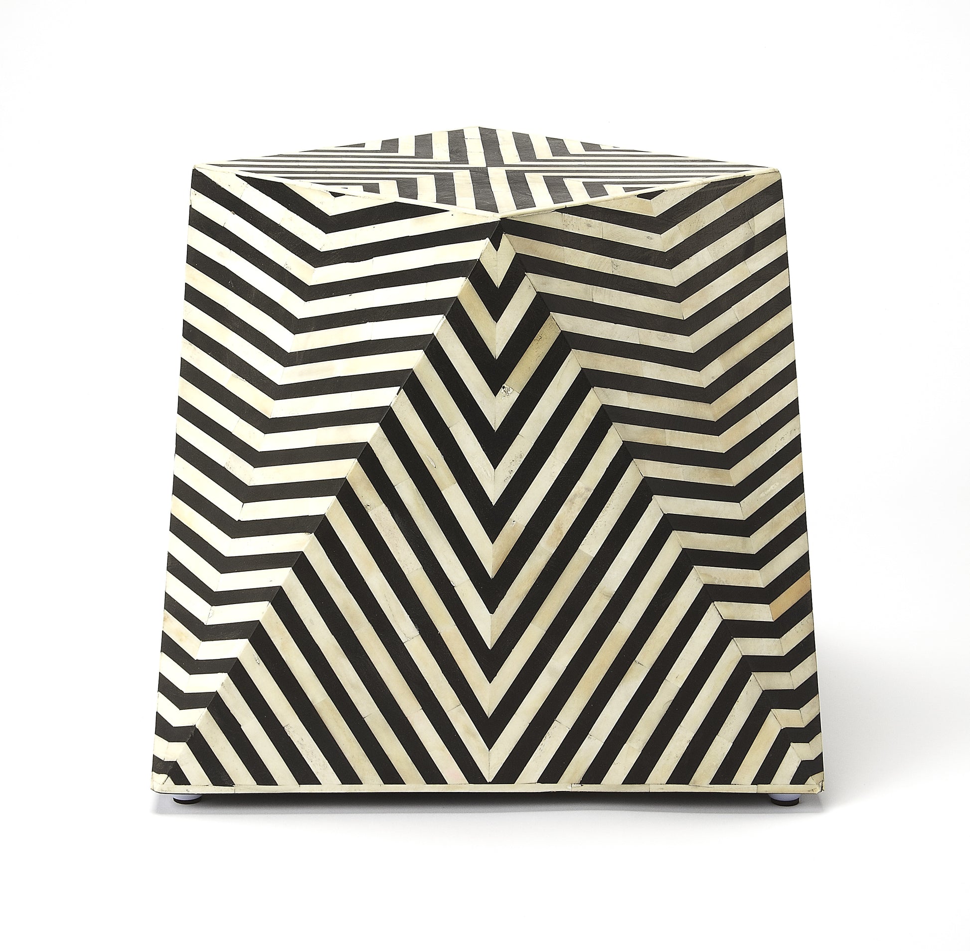 Butler Specialty Company Zanzibar 18 in. W Abstract Bone Inlay Contemporary Side Table, Black and White