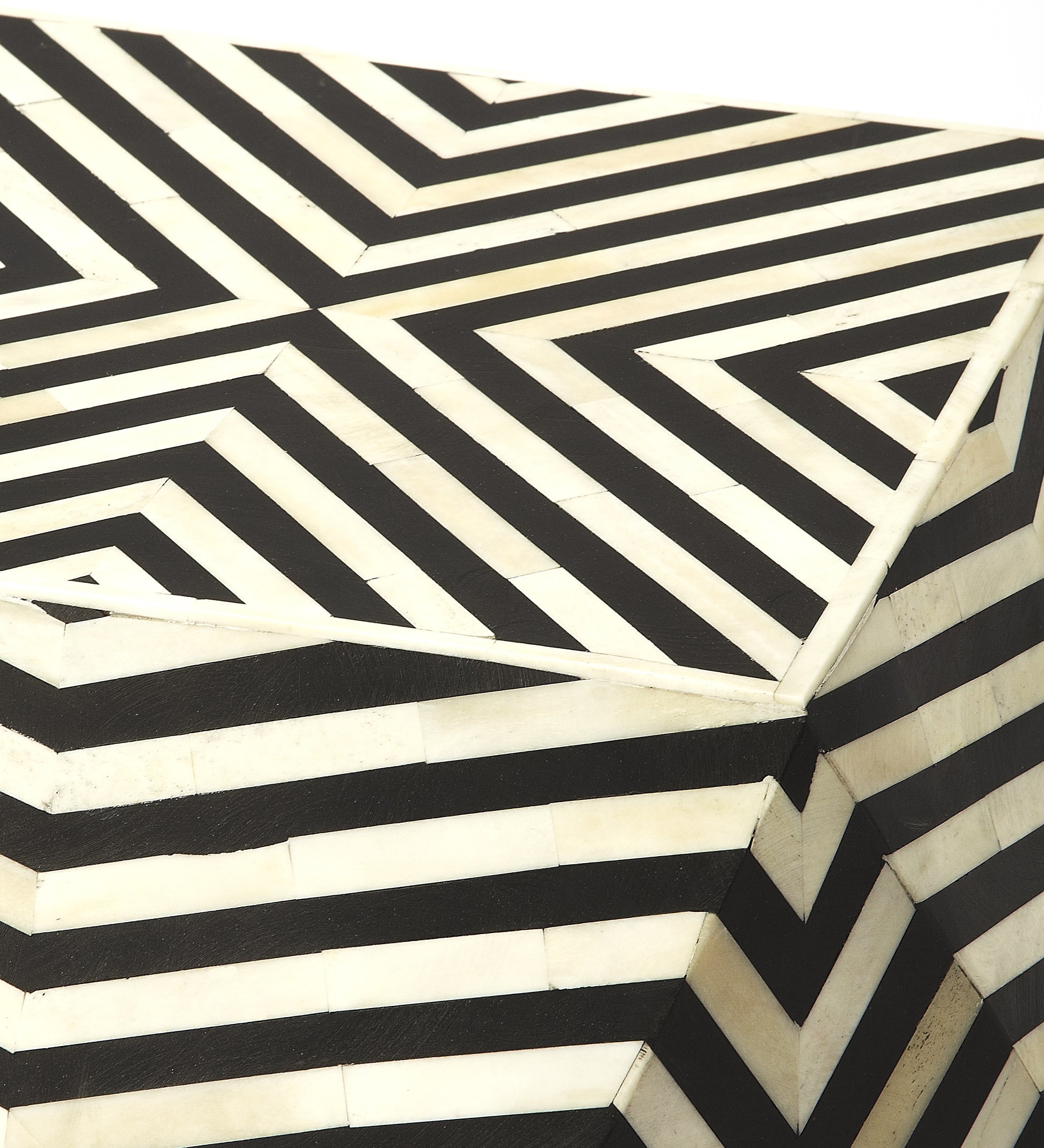 Butler Specialty Company Zanzibar 18 in. W Abstract Bone Inlay Contemporary Side Table, Black and White