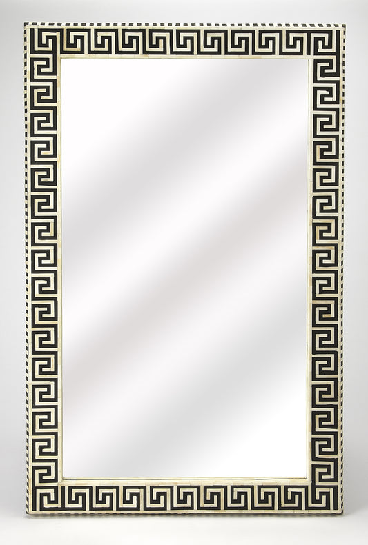 Butler Specialty Company Eternity 35.5 in. W x 58.5 in. W Rectangular Bone Inlay Wall Mirror, Black and White