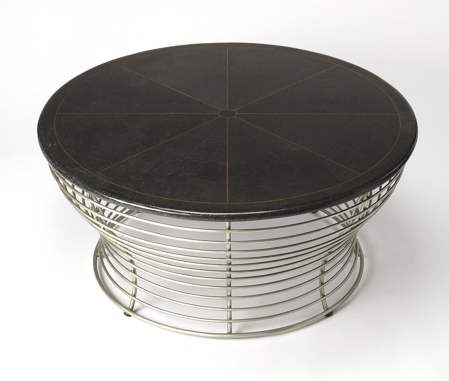 Fleming Fossil Stone & Metal Coffee Table in Black 5274025