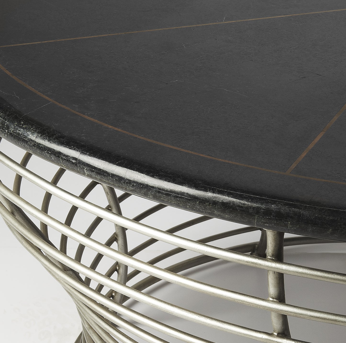 Fleming Fossil Stone & Metal Coffee Table in Black 5274025
