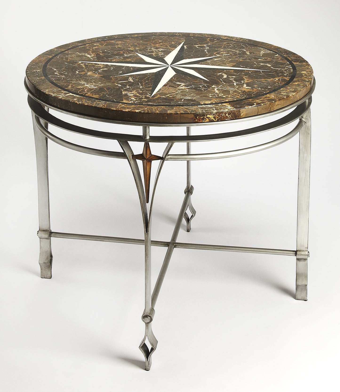 Regina Fossil Stone & Metal 36"Foyer Table in Multi-Color 5277025
