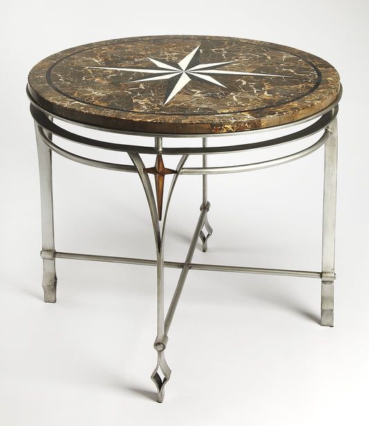 Regina Fossil Stone & Metal 36"Foyer Table in Multi-Color 5277025
