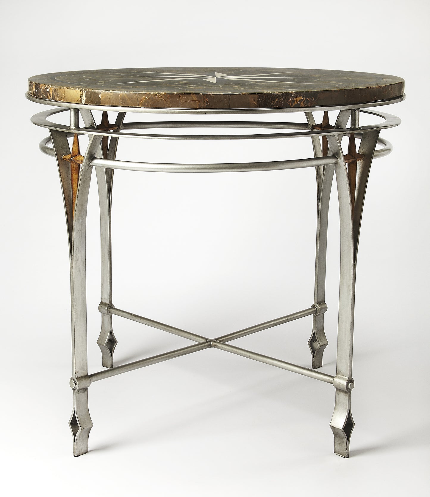 Regina Fossil Stone & Metal 36"Foyer Table in Multi-Color 5277025