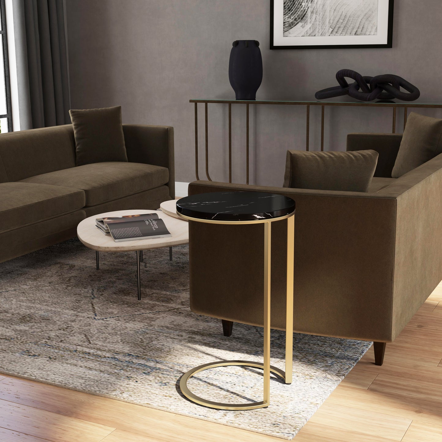 Butler Specialty Company Shounderia 16.5 in. W Marble Side Table, Black