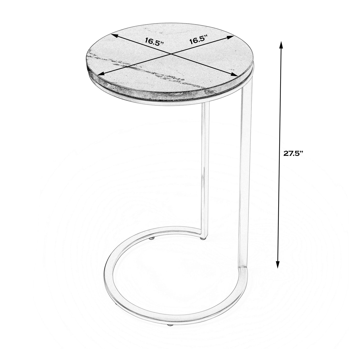 Butler Specialty Company Shounderia 16.5 in. W Marble Side Table, Black