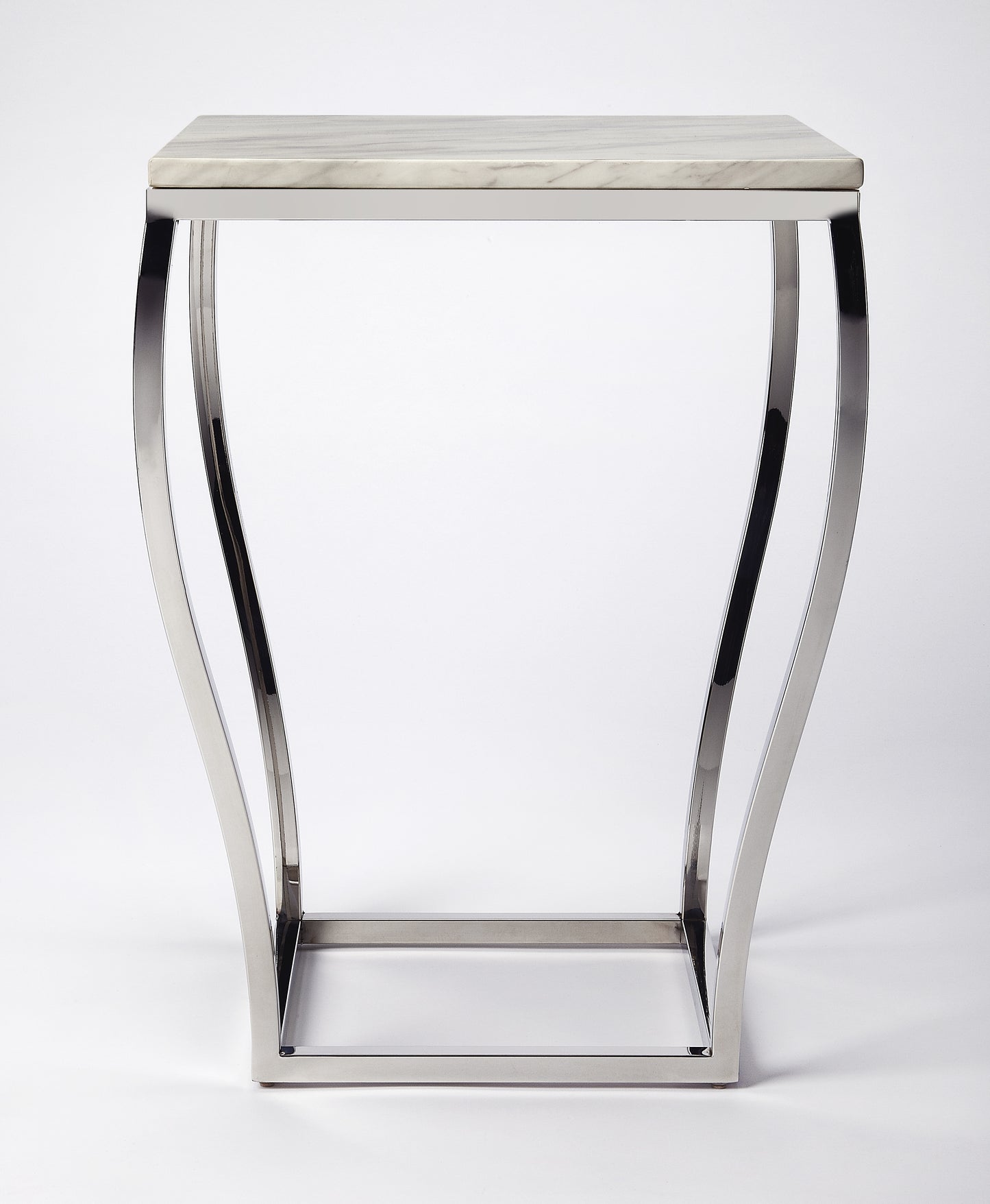 Haley Marble & Metal End Table in Silver 5278220