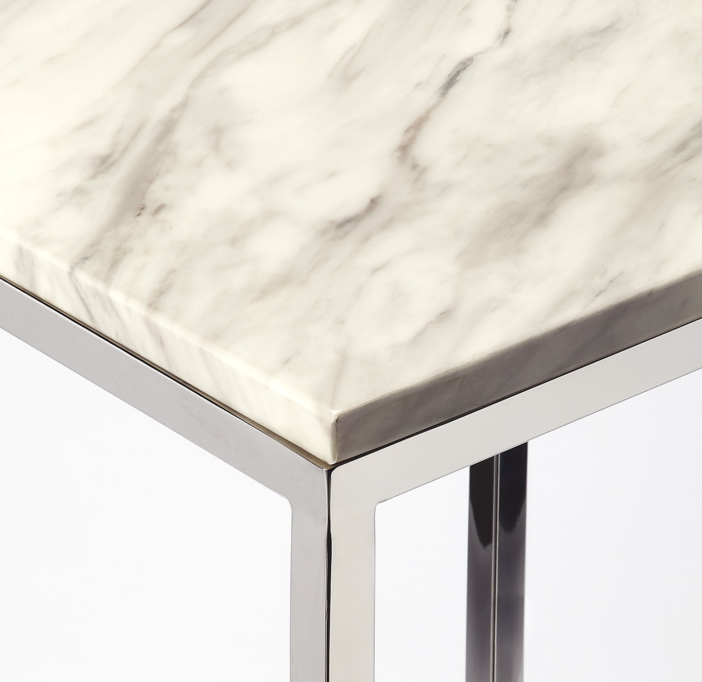 Haley Marble & Metal End Table in Silver 5278220