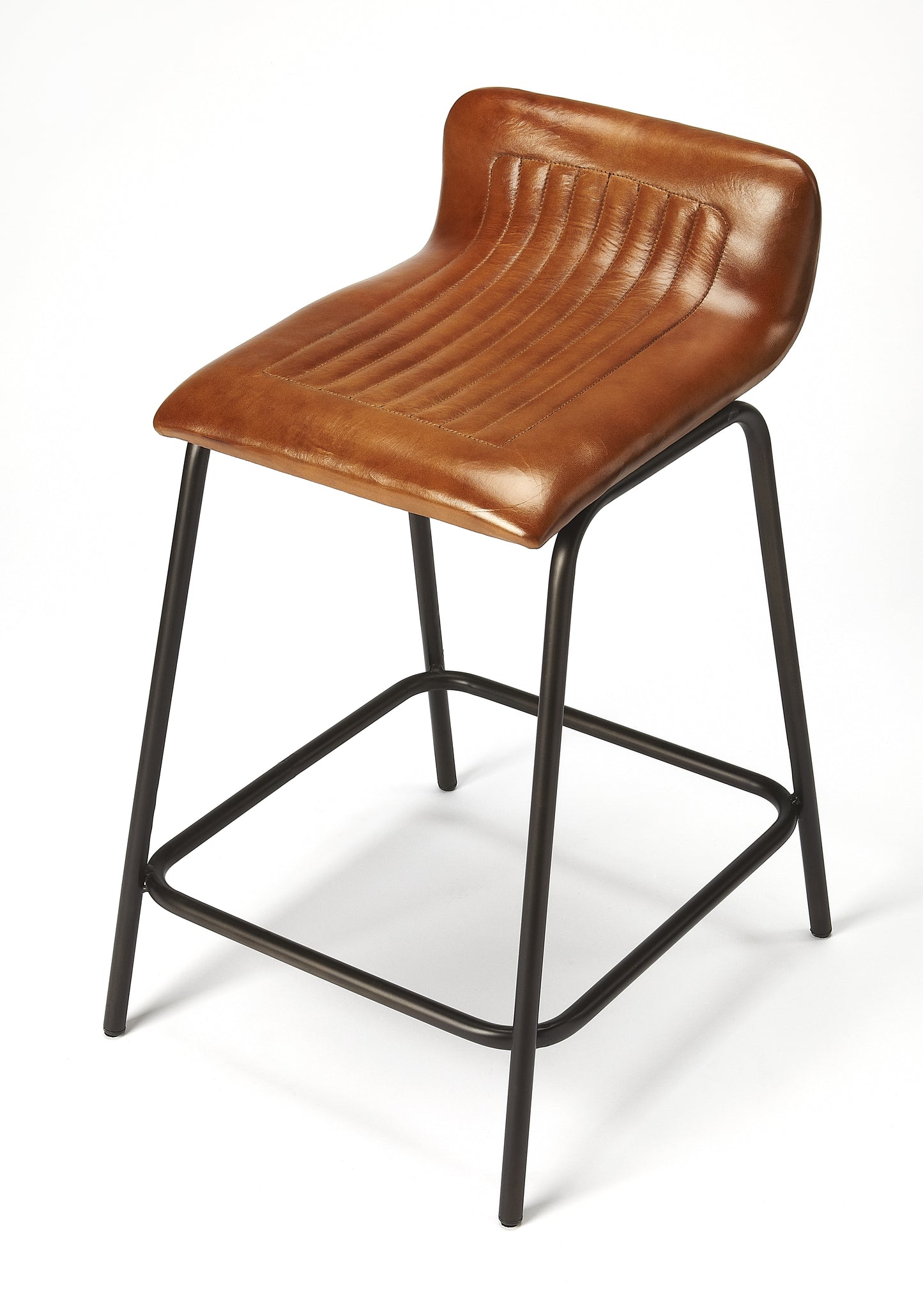 Ludlow Leather & Metal 24" Counter Stool in Dark Brown 5283344